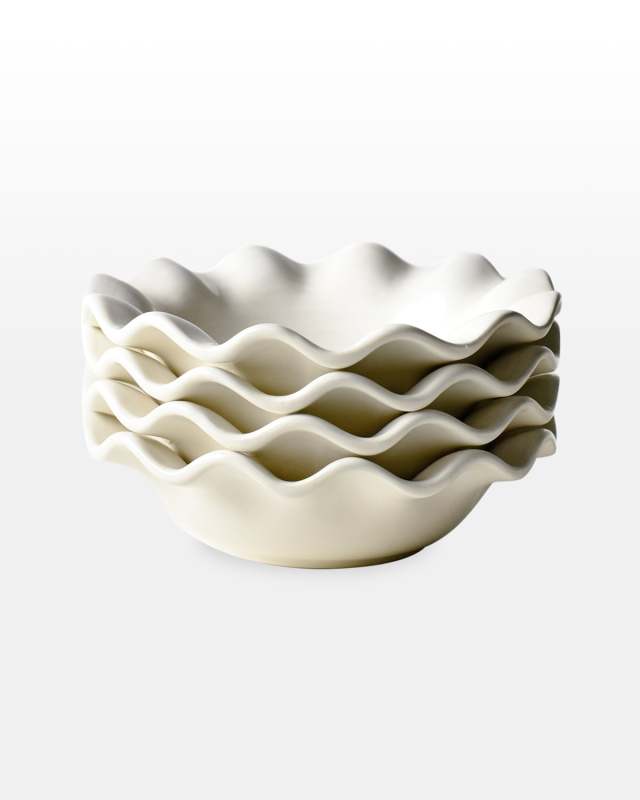 Signature White Ruffle Flare Small Bowls, Set Of 4